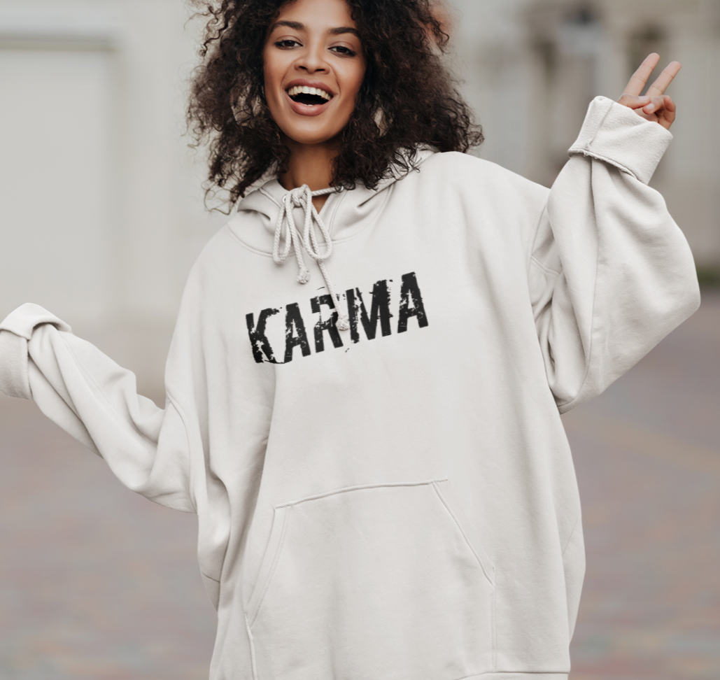 Damen Oversized Hoodie KARMA Weiß Unisex