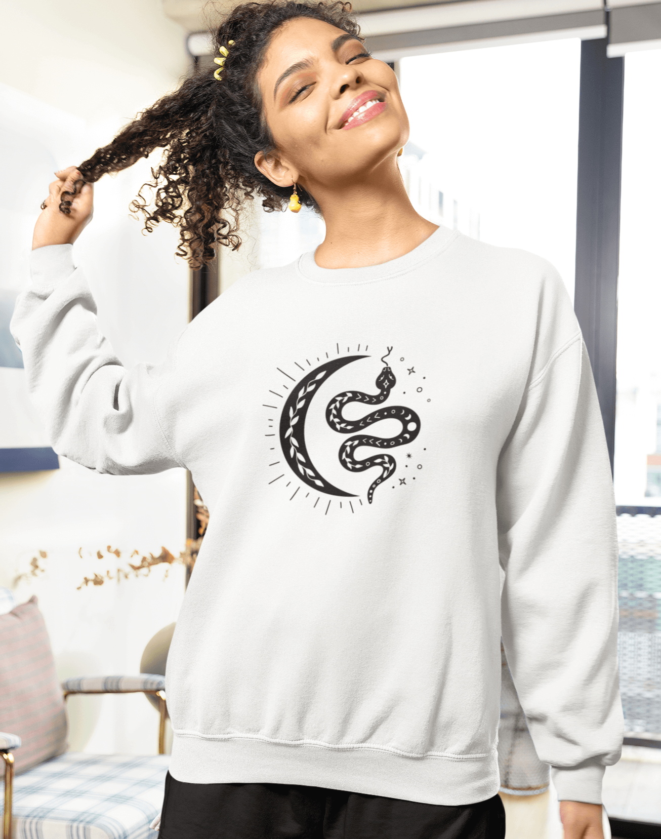 Boho Sweatshirt schlange halbmond