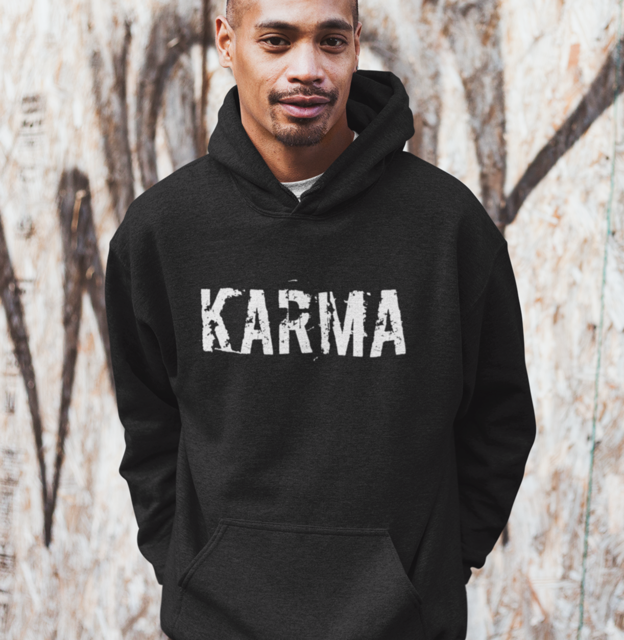 Moderner Hoodie Karma Schwarz stylisch vegan