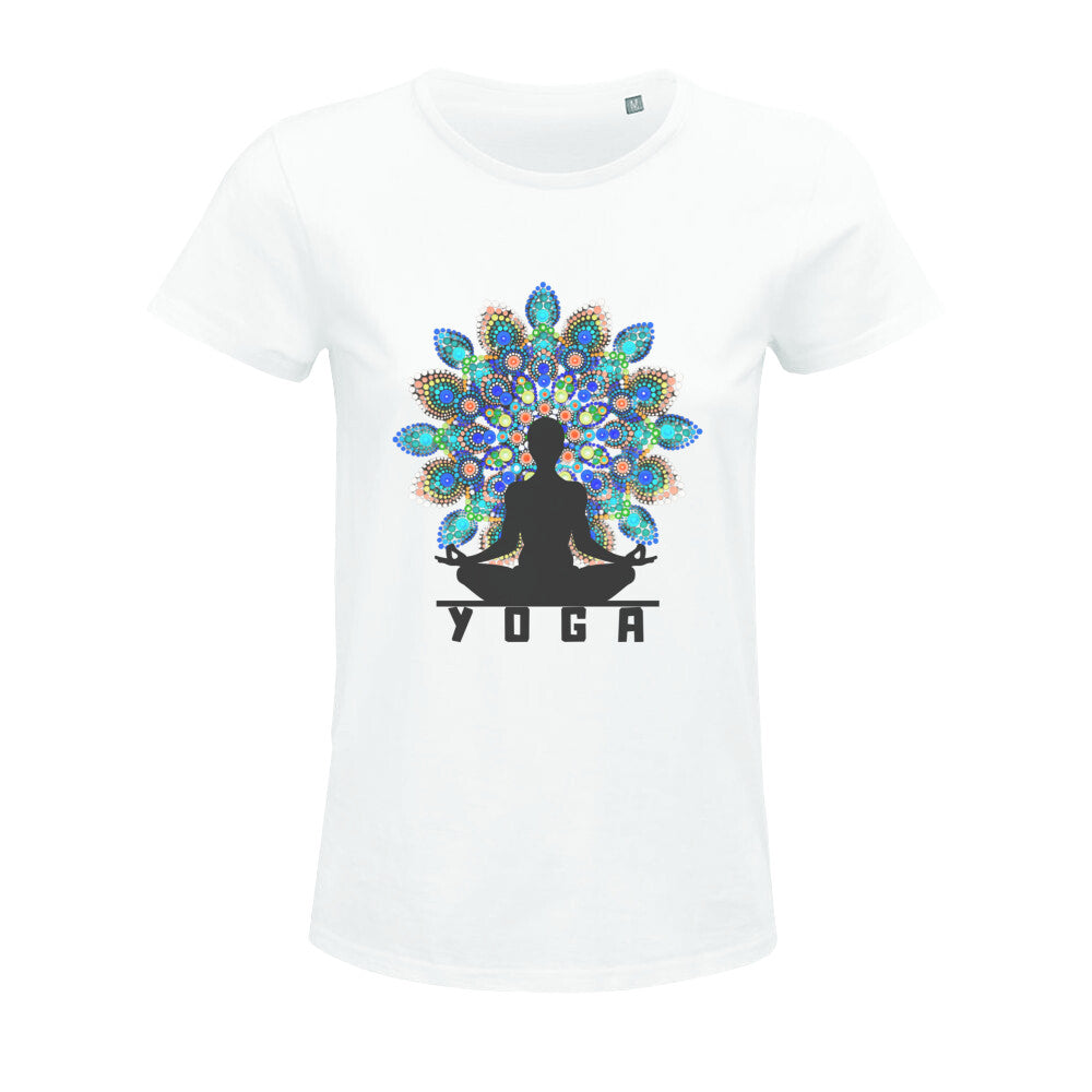 Yoga Mandala bunt Damen Tshirt Bio Baumwolle