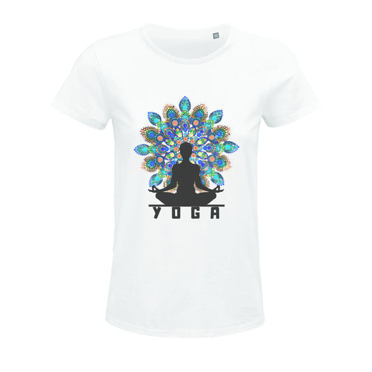 Yoga Mandala bunt Damen Tshirt Bio Baumwolle