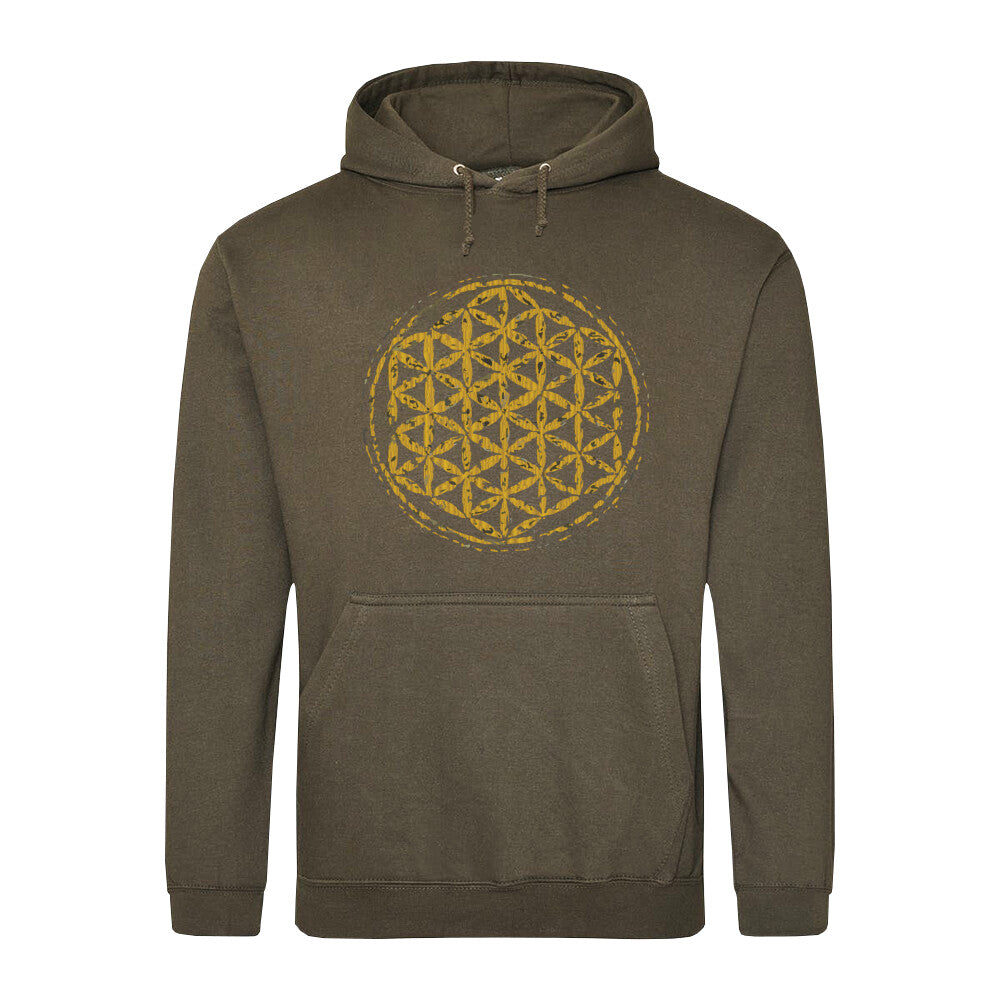 Hoodie Khaki Blume des Lebens