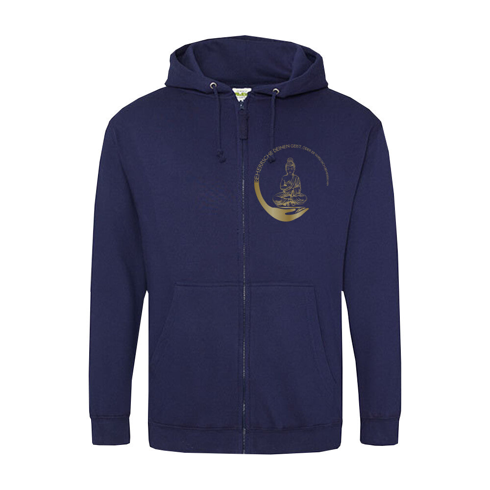 Stylischer Zipper Hoodie Navy  Buddha