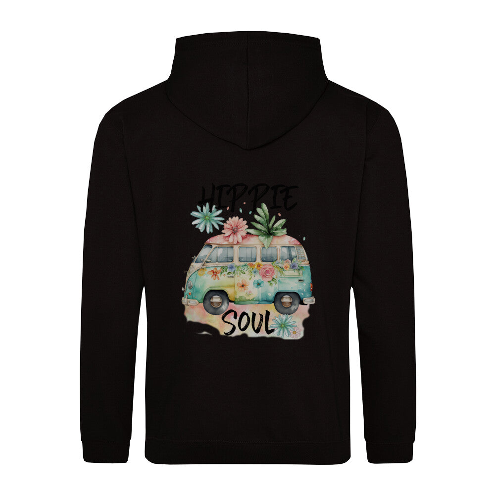 Zipper Hoodie Schwarz Hippie Soul