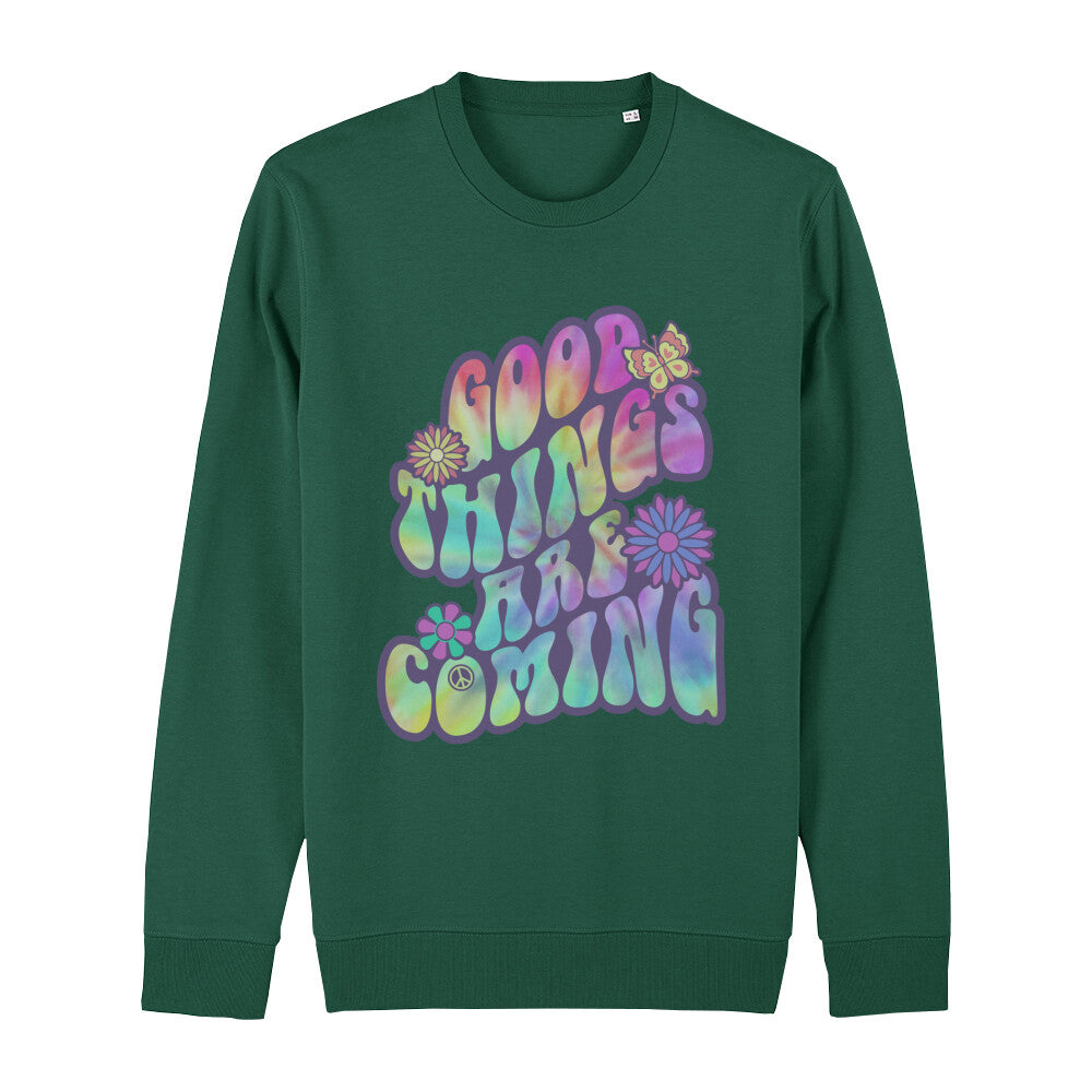 bio sweatshirt good things bunte Schrift