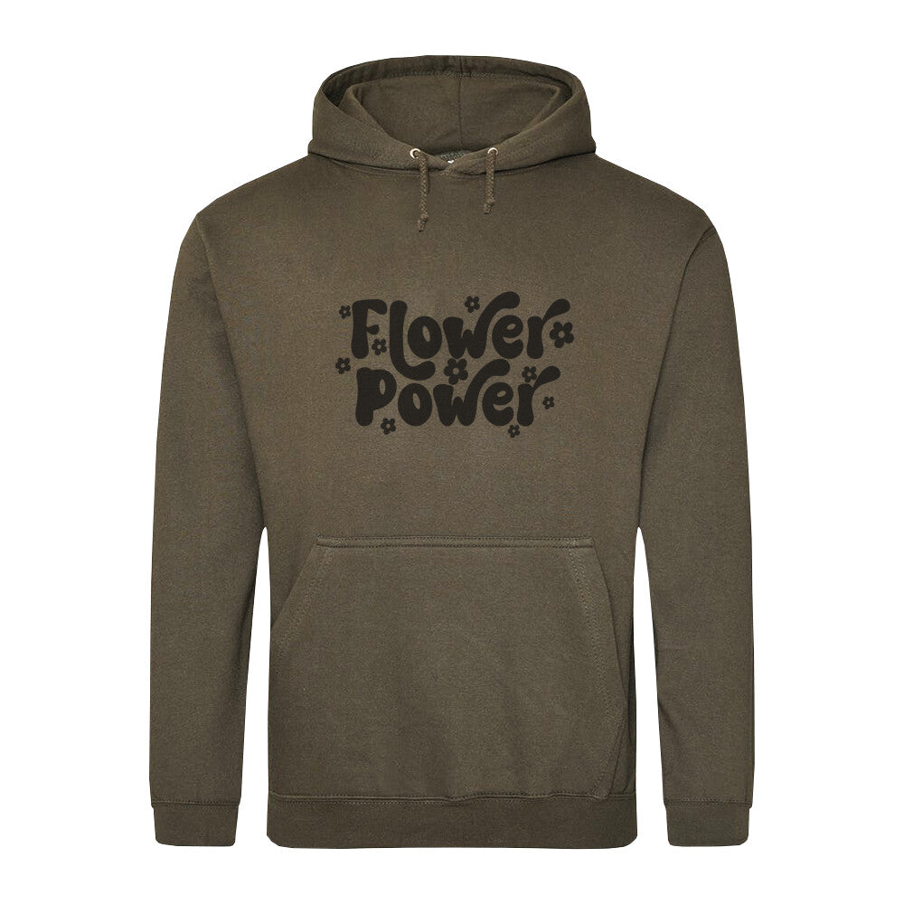 Stilvoller Flower Power Hoodie Khaki