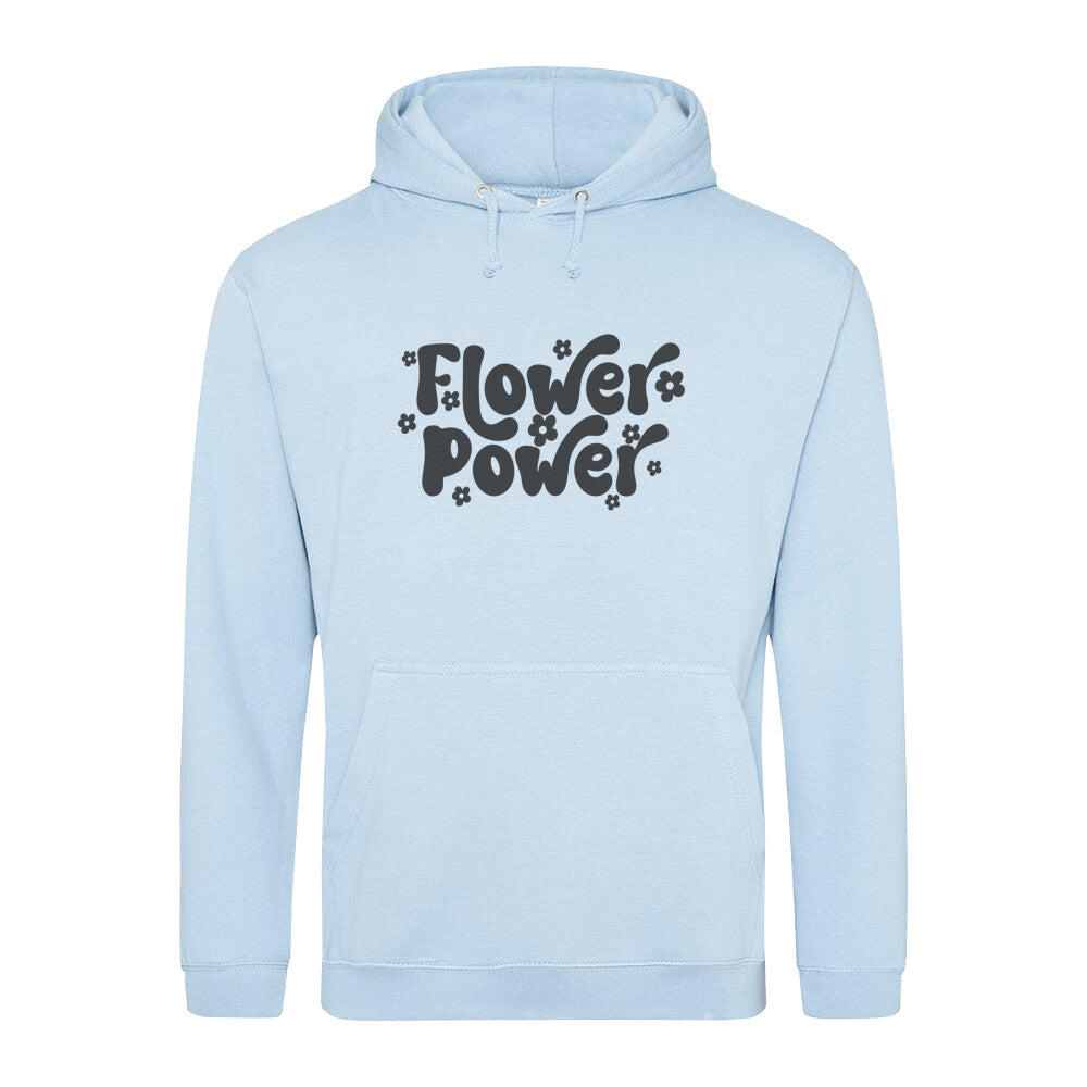 Stilvoller Flower Power Hoodie Babyblau