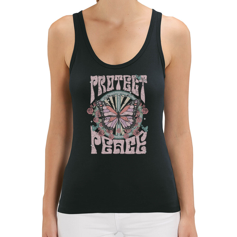 Bio Tanktop Peace Boho style Schwarz