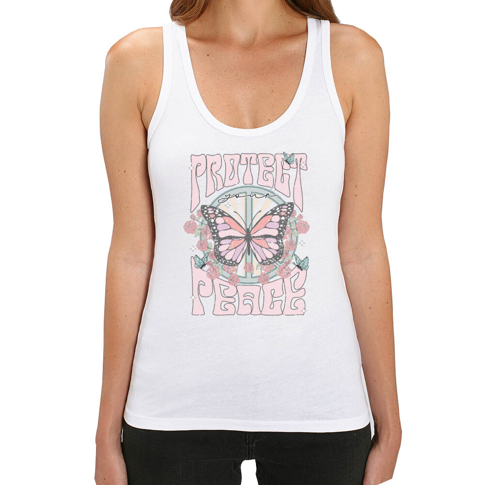 Bio Tanktop Peace Boho Mode Weiß vegan