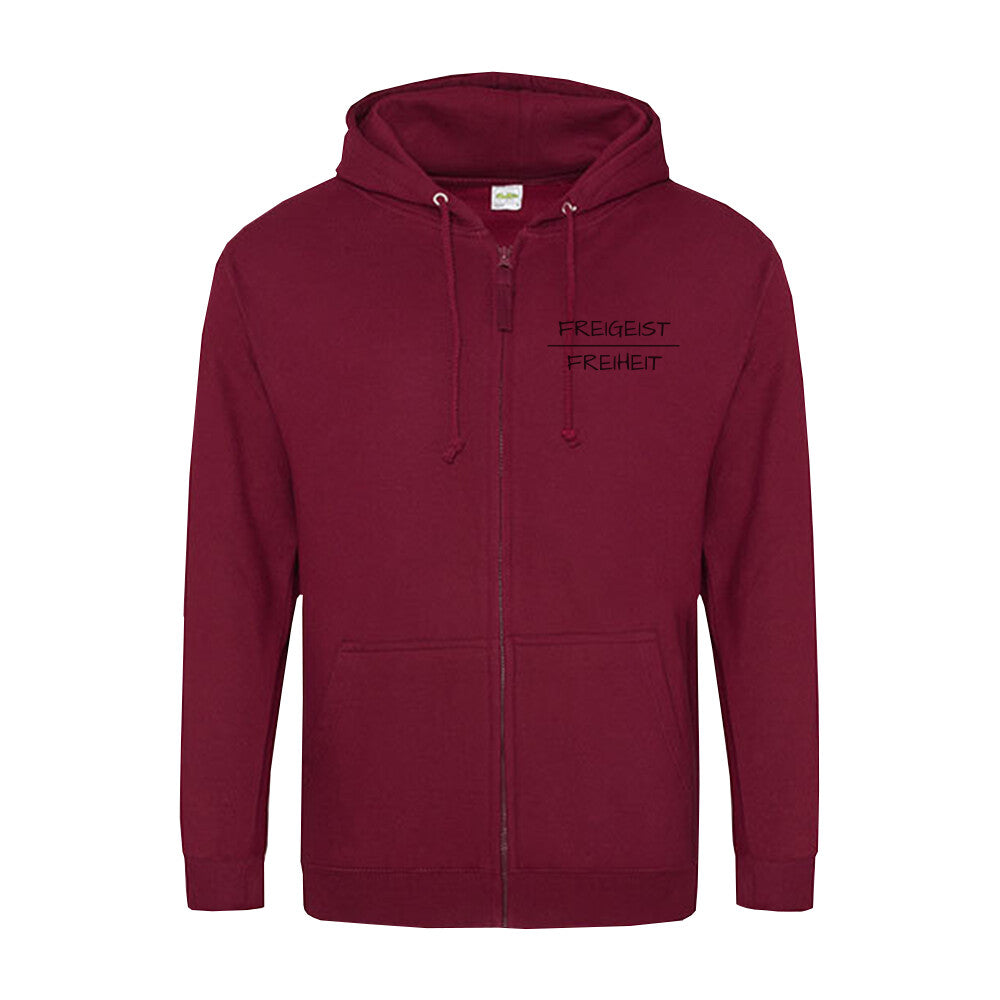 Stylische vegane Kapuzenjacke Burgundy Freigeist Freiheit