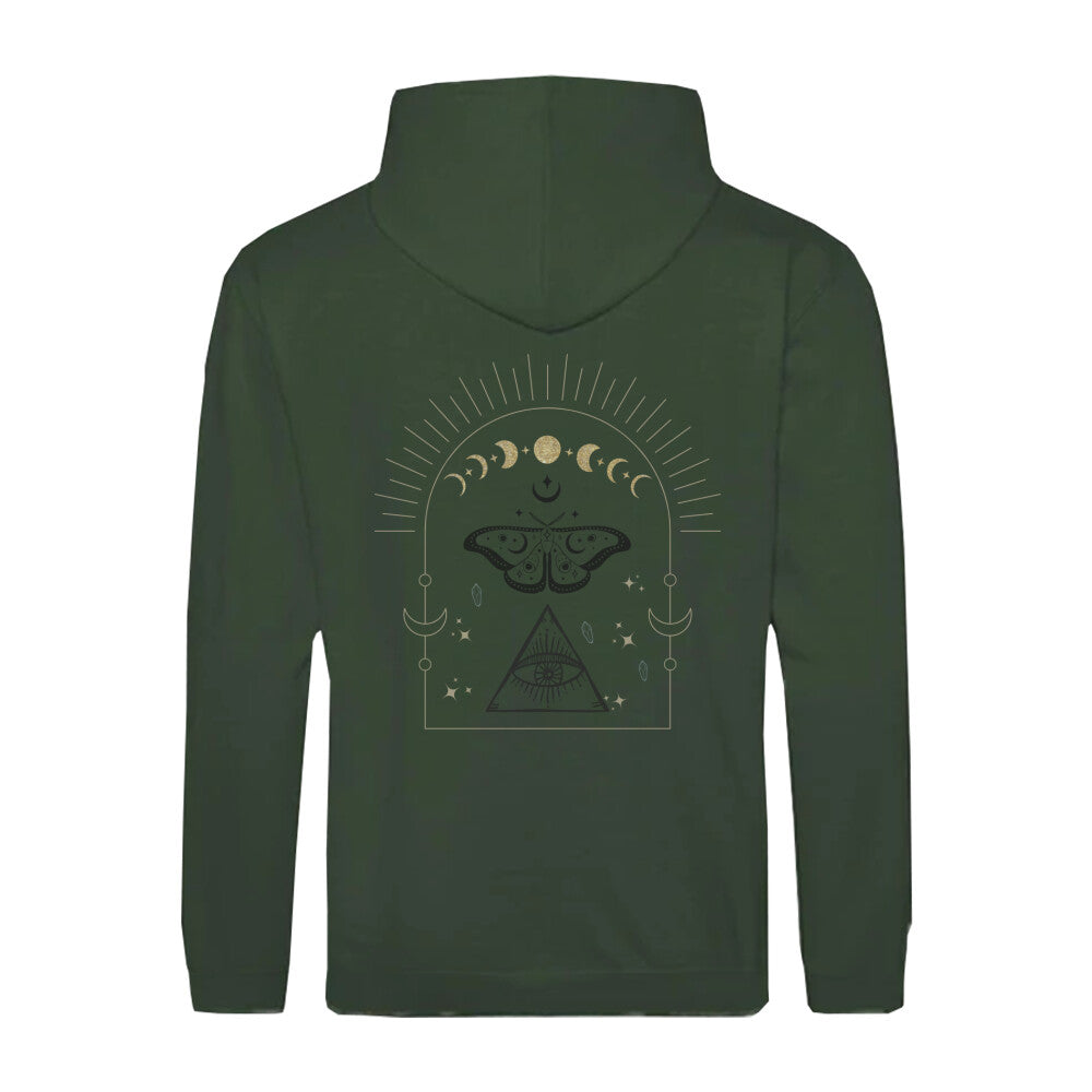 Stylische vegane Kapuzenjacke Green Spirituelles Design Magic