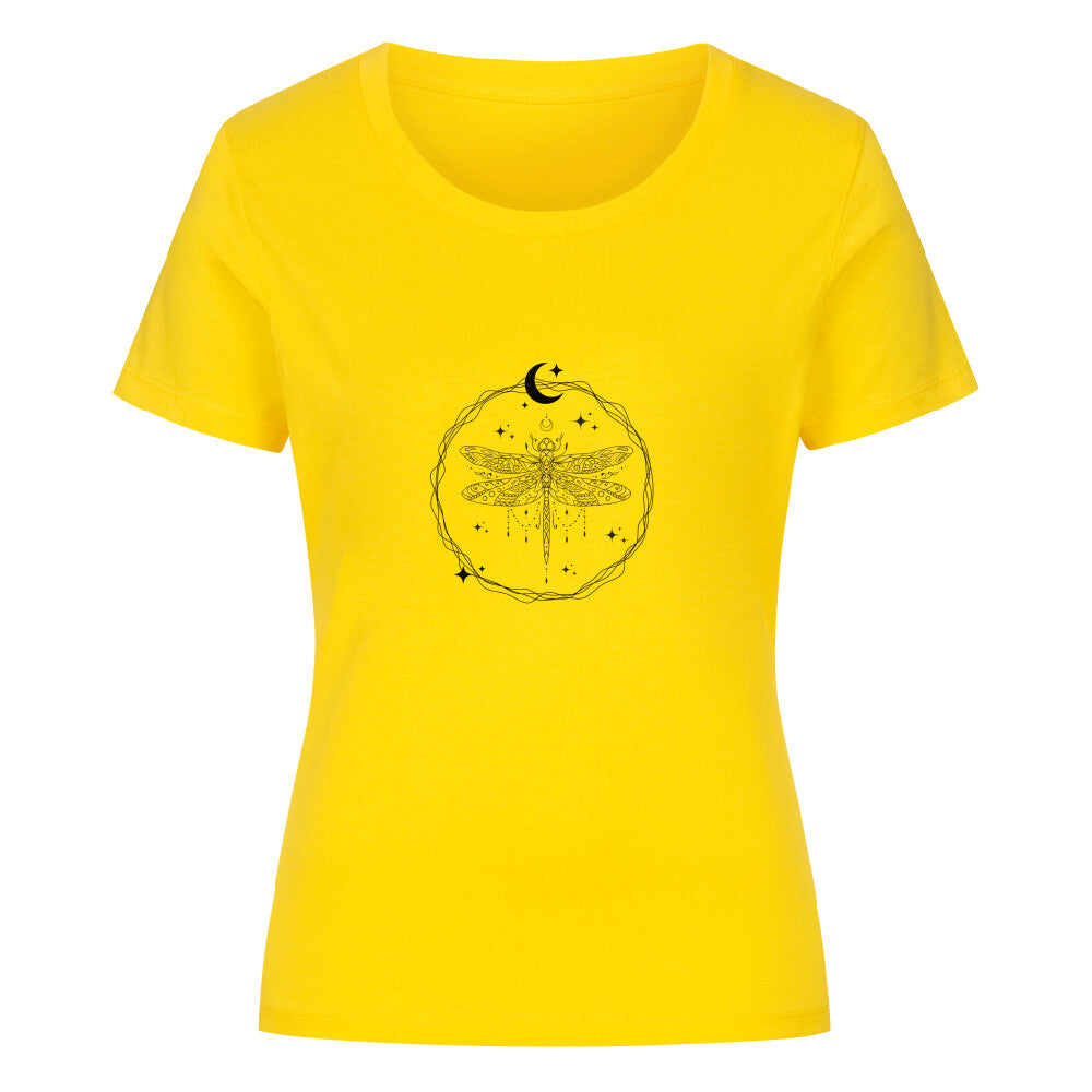 Damen Tshirt spirituell libelle halbmond