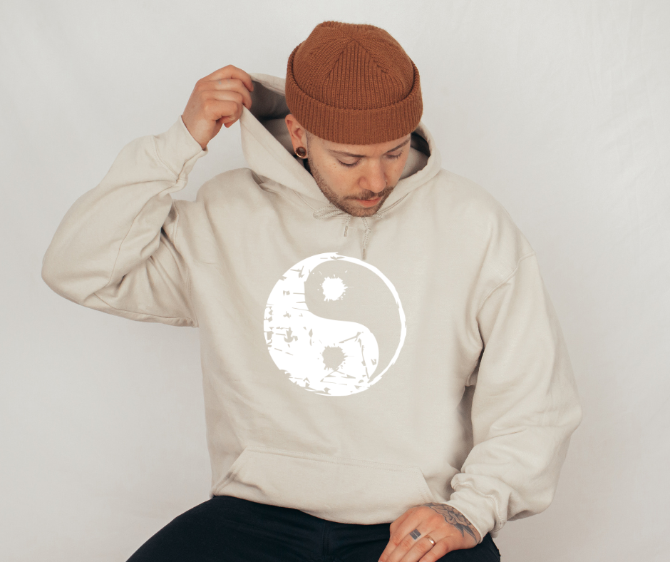 Herren Hoodie yin yang Zeichen gebrochen 