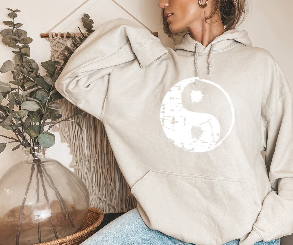 Damen Hoodie yin yang Zeichen gebrochen 