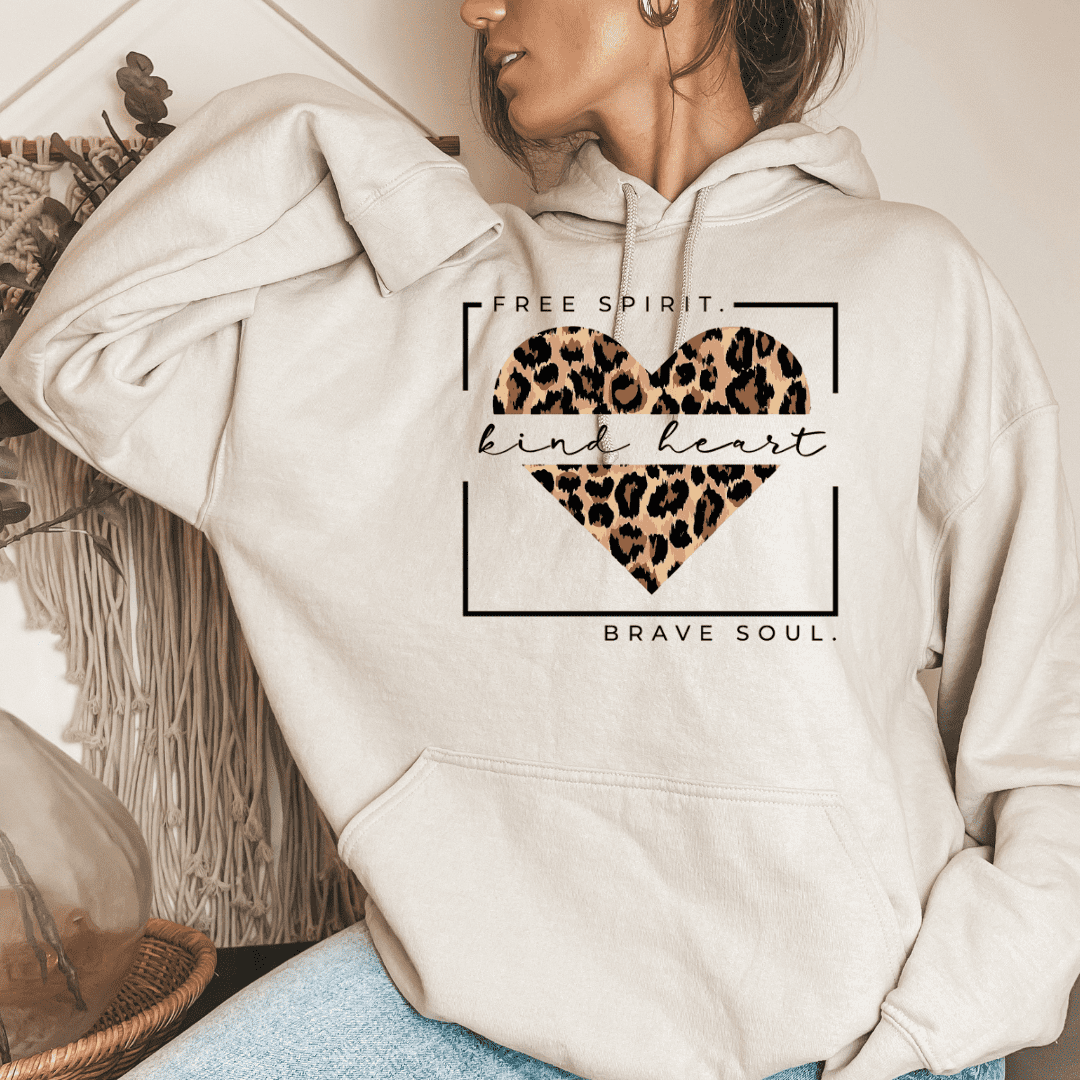 Leoparden Optik Herz Hoodie