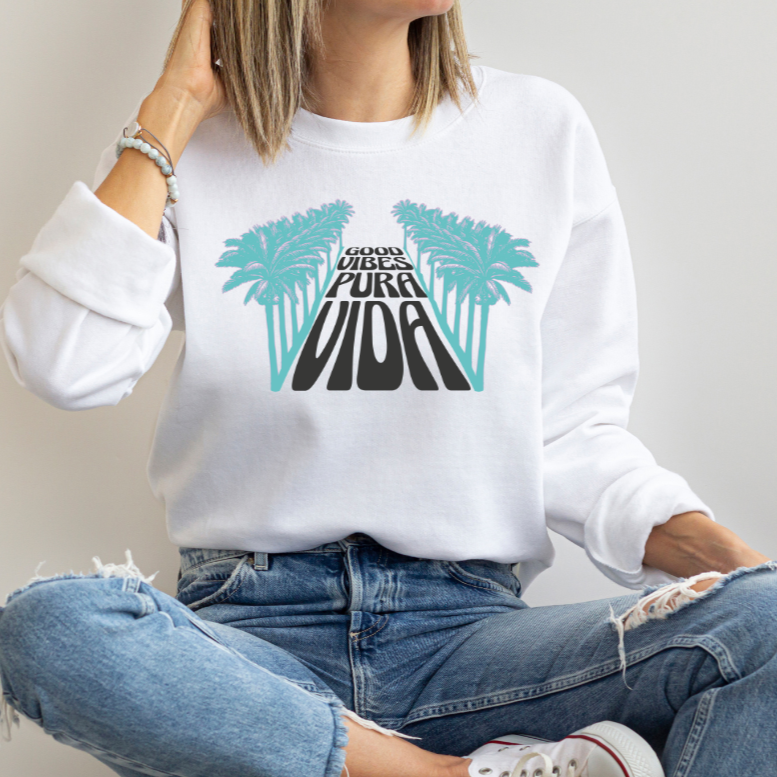 Palmen Damen pulli good vibes