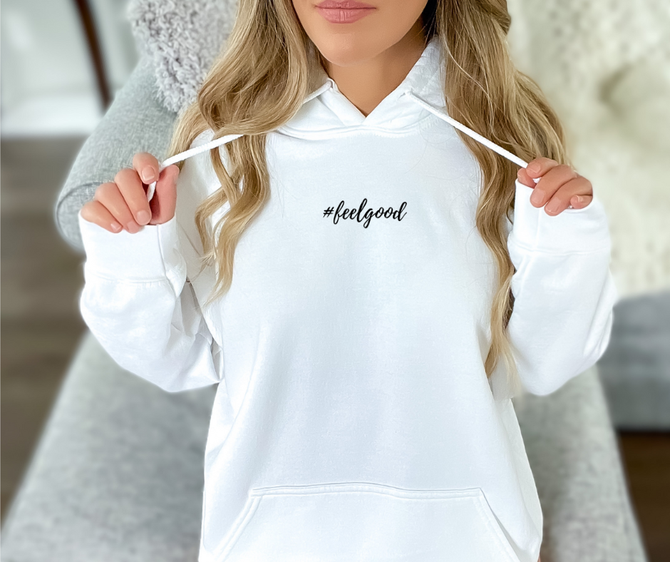 Nachhaltig Pullover mit Statement kleiner Schriftzug feelgood