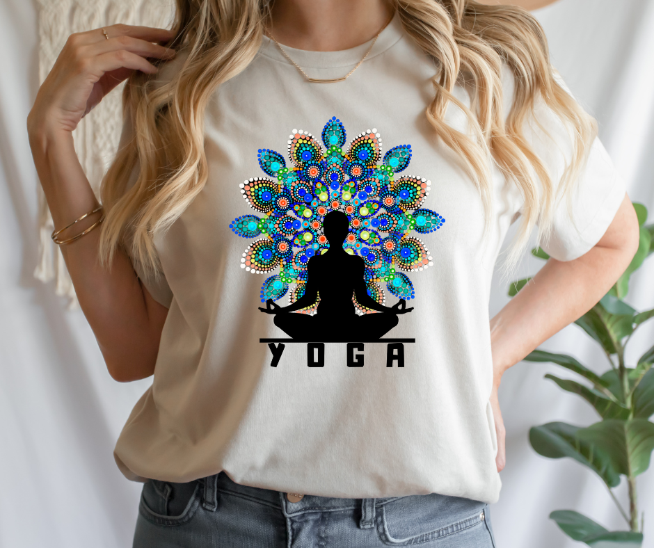 Buntes Yoga Mandala Tshirt Bio Baumwolle