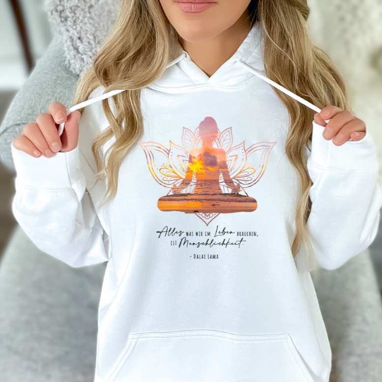 Damen Hoodie Dalai Lama such Lotus blüte Om Pose