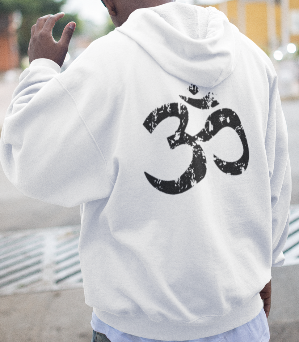 Zipper Herren Yoga Hoodie Weiß OM Design