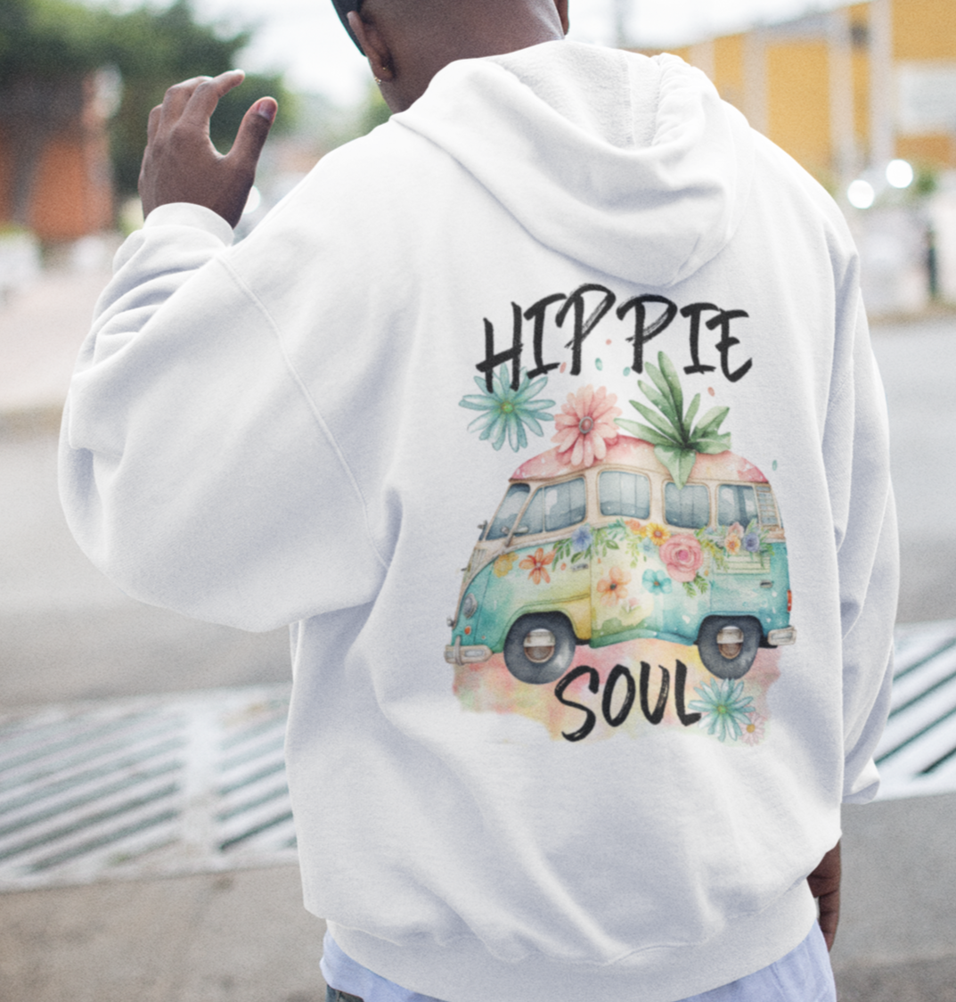 Stilvoller Zipper Hoodie Weiß Hippie Soul