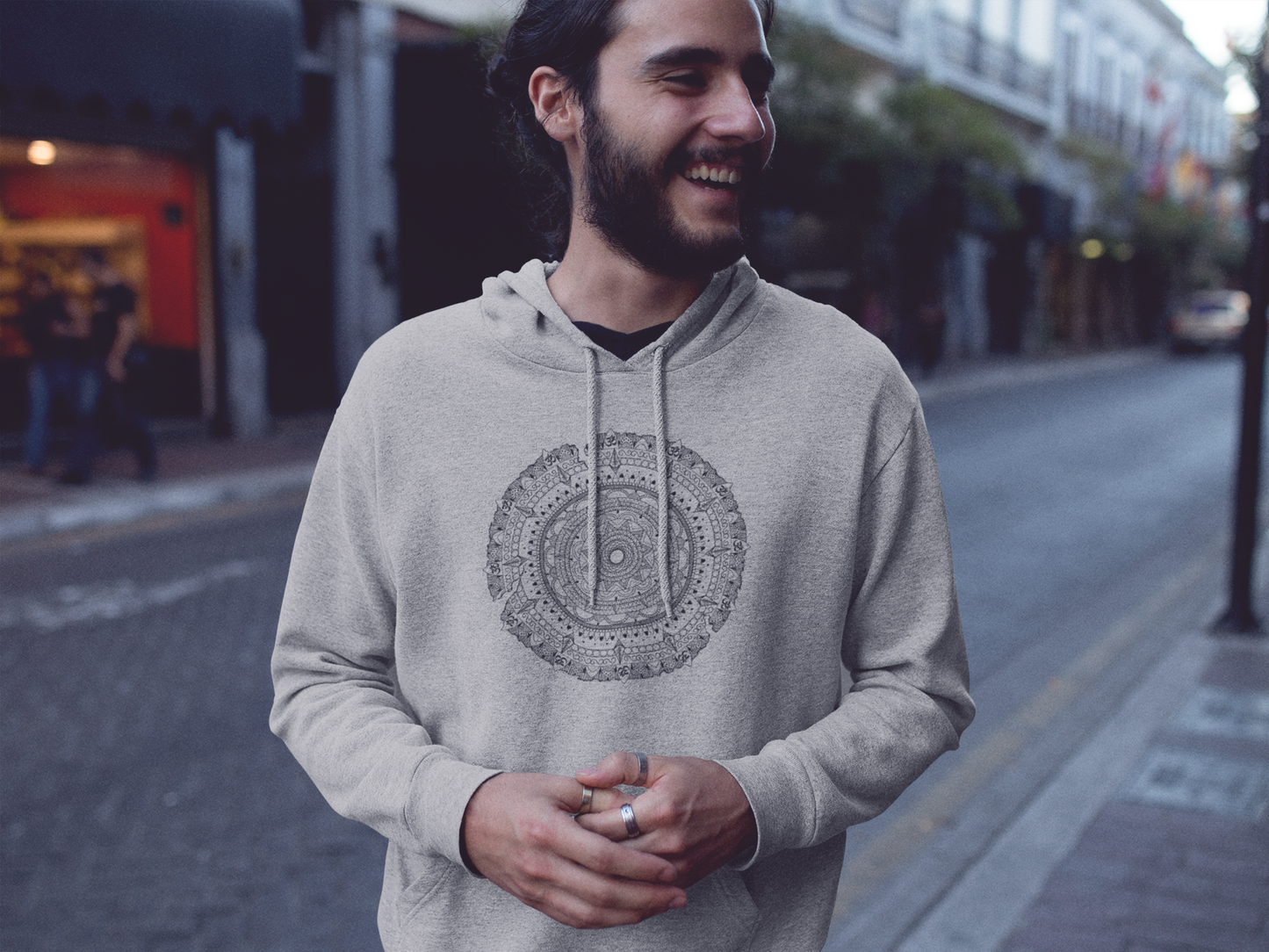 Herren Hoodie Om Zeichen Mandala